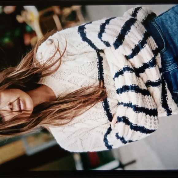 La Maille Sezane Italy Merino Wool Blend Jumper Sweater Button Knit Womens Xl - Picture 2 of 9